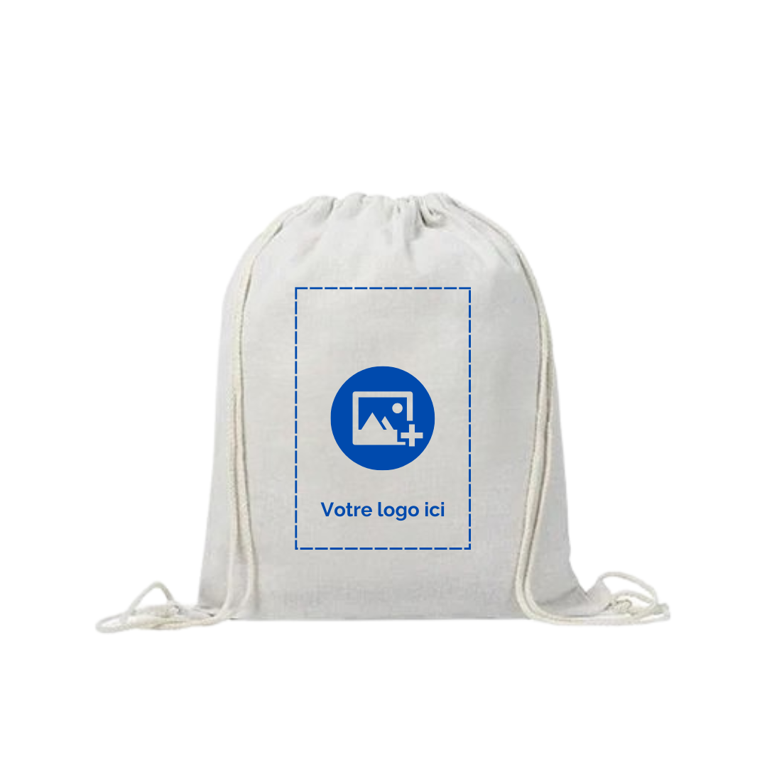 Sac à cordon personnalisable en polyester – 34x42 cm – couleur écru – Idéal sport & loisirs