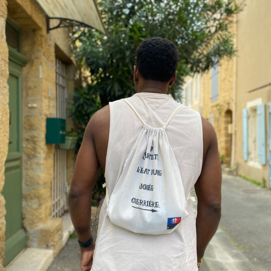 Sac à cordon personnalisable en polyester – 34x42 cm – couleur écru – Idéal sport & loisirs
